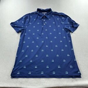 Chubbies Polo Shirt Mens Large Navy Golf Cart Print Stretch Performance Golf